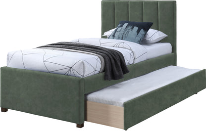 Akeela Green Faux Leather Twin Trundle Bed T