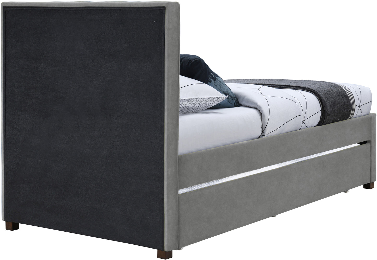 akeela grey faux leather twin trundle bed t