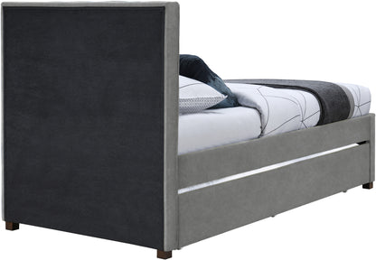 Akeela Grey Faux Leather Twin Trundle Bed T