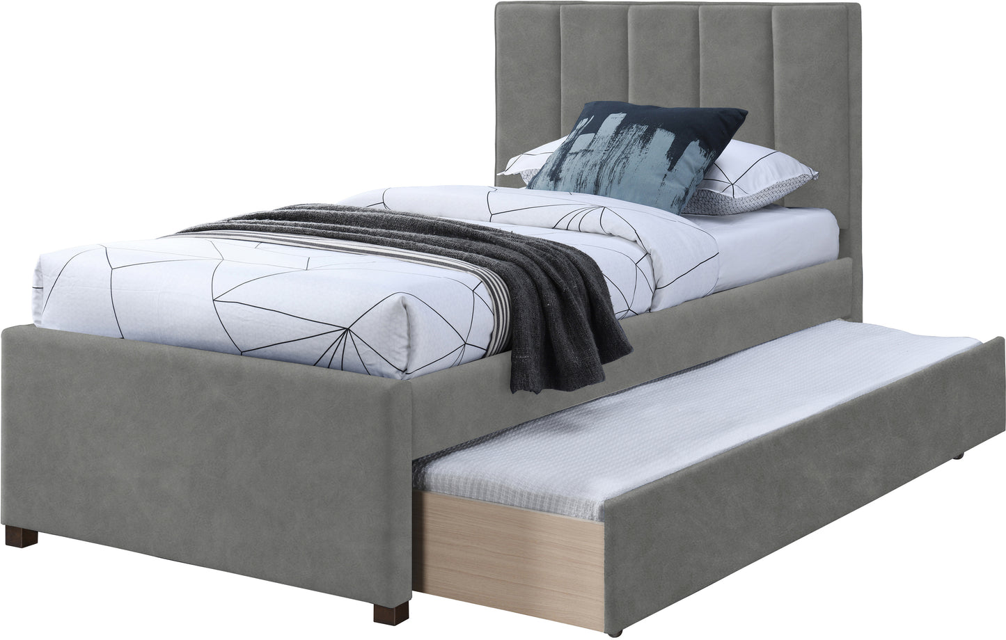 akeela grey faux leather twin trundle bed t