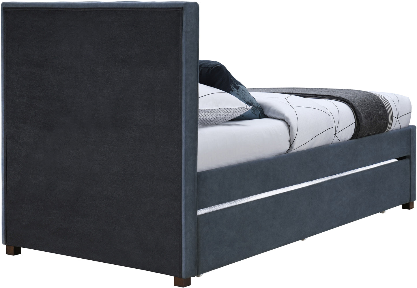 akeela navy faux leather twin trundle bed t