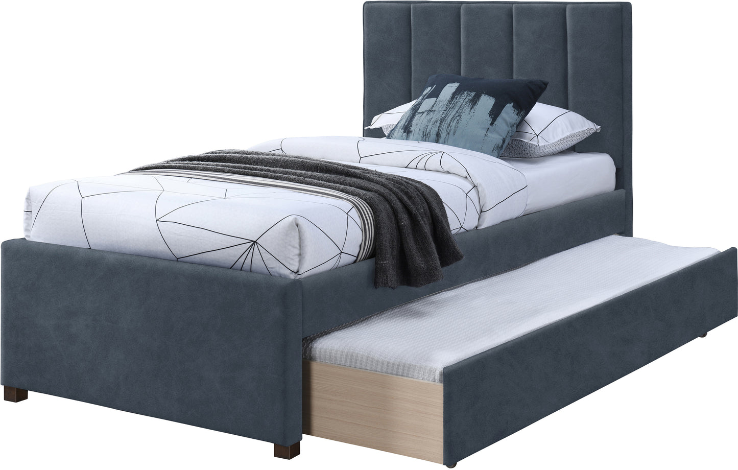 akeela navy faux leather twin trundle bed t