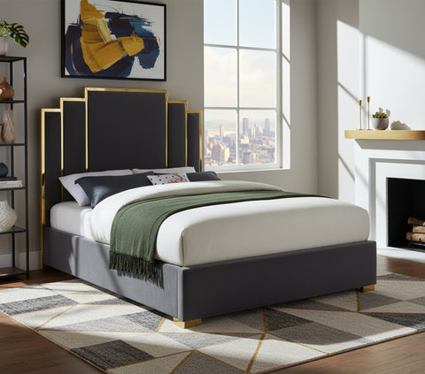 Harlow Grey Velvet Upholstered King Bed, 1 Piece