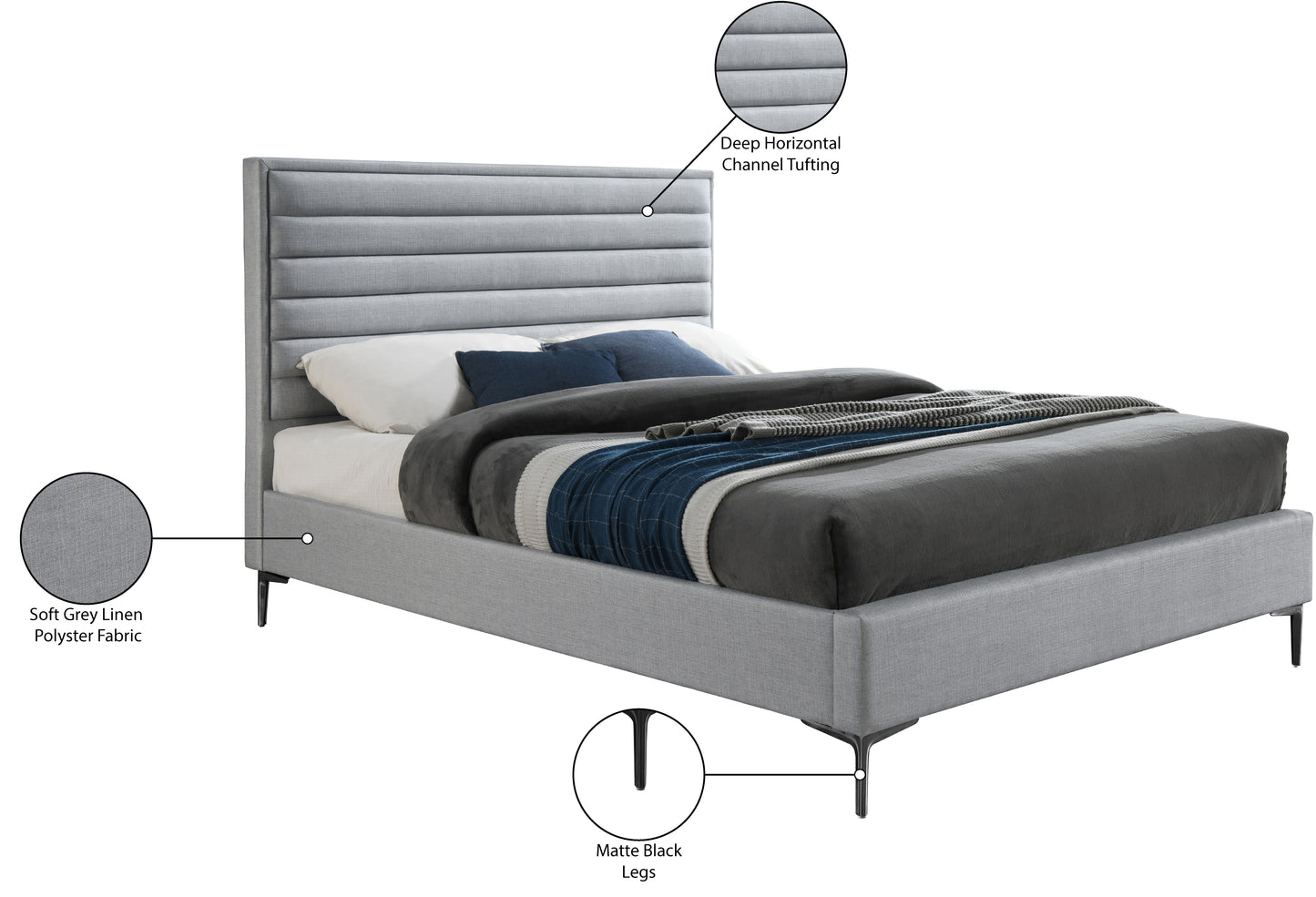 hilton grey linen textured king bed k