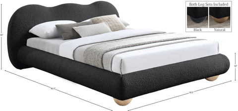 Giselle Black Boucle Fabric Upholstered Full Bed, 1 Piece
