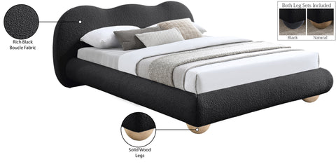 Giselle Black Boucle Fabric Upholstered Full Bed, 1 Piece