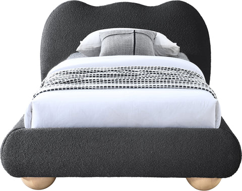 Sawyer Black Boucle Fabric Twin Bed (3 Boxes) T