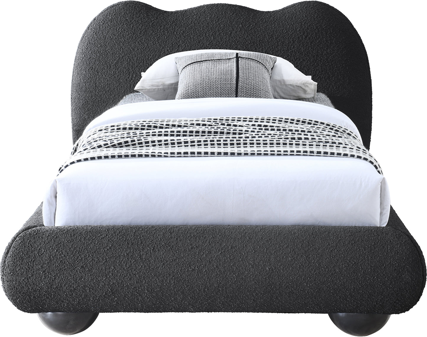 sawyer black boucle fabric twin bed (3 boxes) t