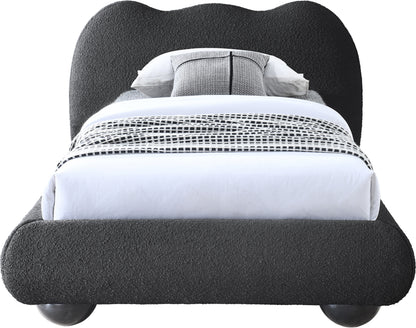 Sawyer Black Boucle Fabric Twin Bed (3 Boxes) T