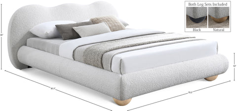 Giselle Cream Boucle Fabric Upholstered Full Bed, 1 Piece
