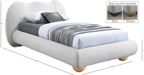 Giselle Cream Boucle Fabric Upholstered Twin Bed, 1 Piece