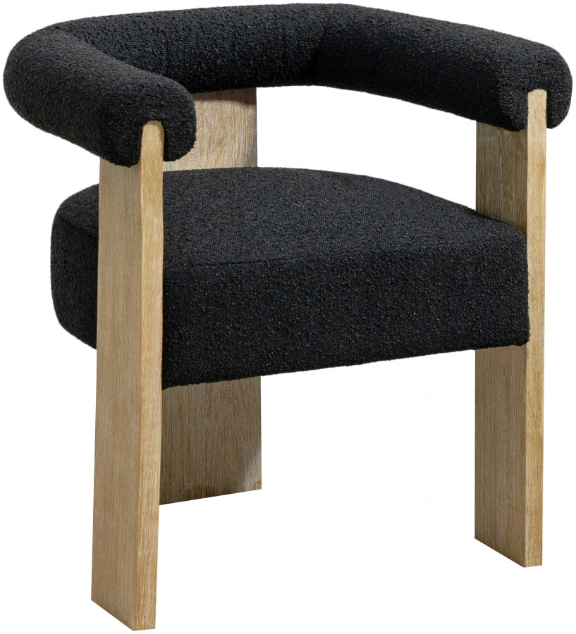 naomi black boucle fabric natural dining chair c