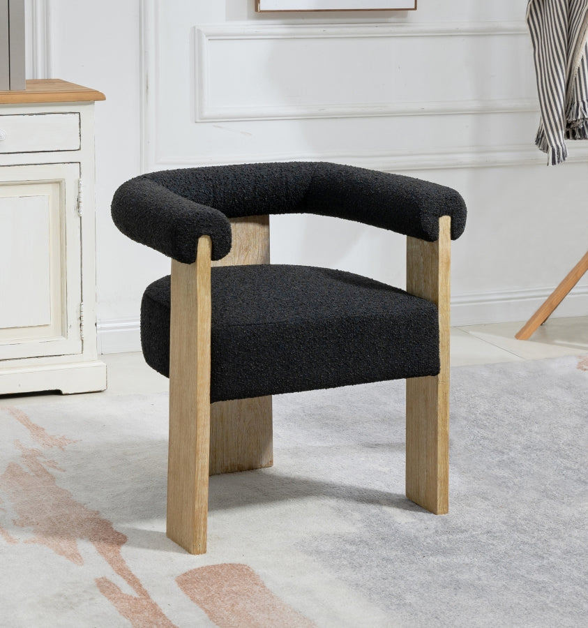 naomi black boucle fabric natural dining chair c