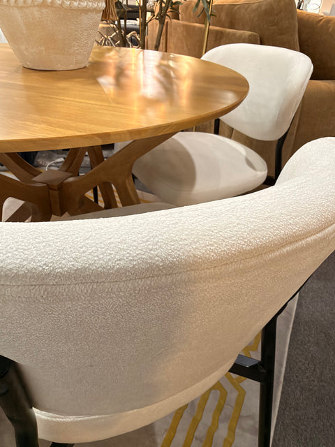 Modern 5-Piece 42" Solid Wood Dining Set Light Walnut with Cream Upholstered Chairs – Showroom Clearance