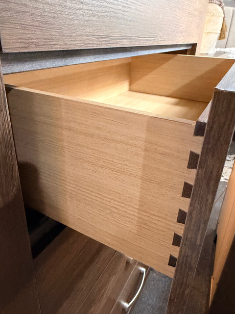 Modern Queen Bedroom Set with 2 Nightstands &amp; 5-Drawer Chest – Floor Sample Clearance