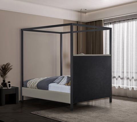 Langham Grey Linen Textured Fabric Full Bed F