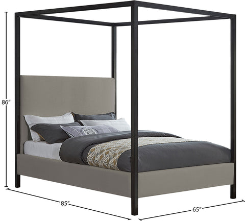 Langham Grey Linen Textured Fabric Queen Bed Q