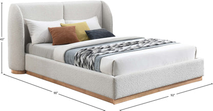 Orian Cream Boucle Fabric King Bed (3 Boxes) K