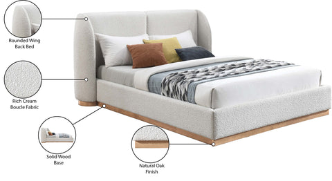 Orian Cream Boucle Fabric Queen Bed (3 Boxes) Q