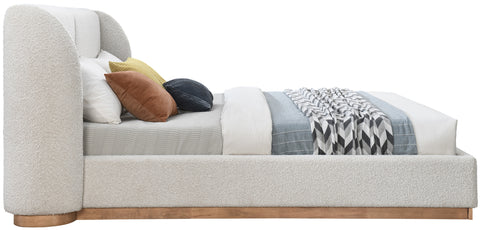 Orian Cream Boucle Fabric Queen Bed (3 Boxes) Q