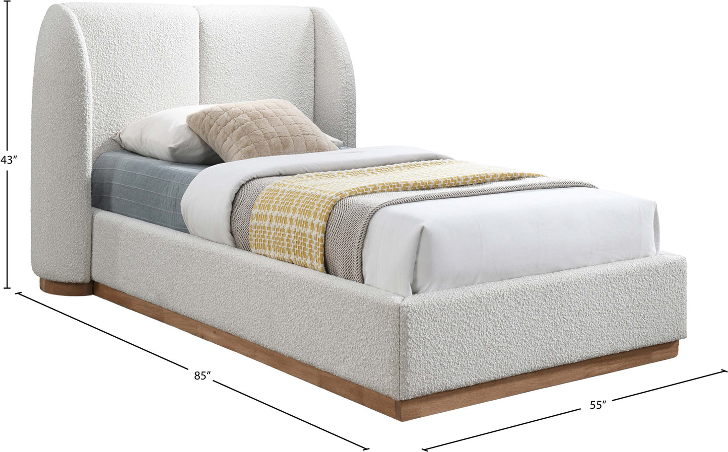 orian cream boucle fabric twin bed (3 boxes) t