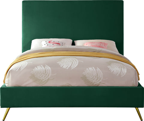 Faye Green Velvet Upholstered Full Bed, 1 Piece