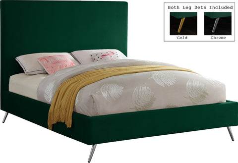 Faye Green Velvet Upholstered King Bed, 1 Piece