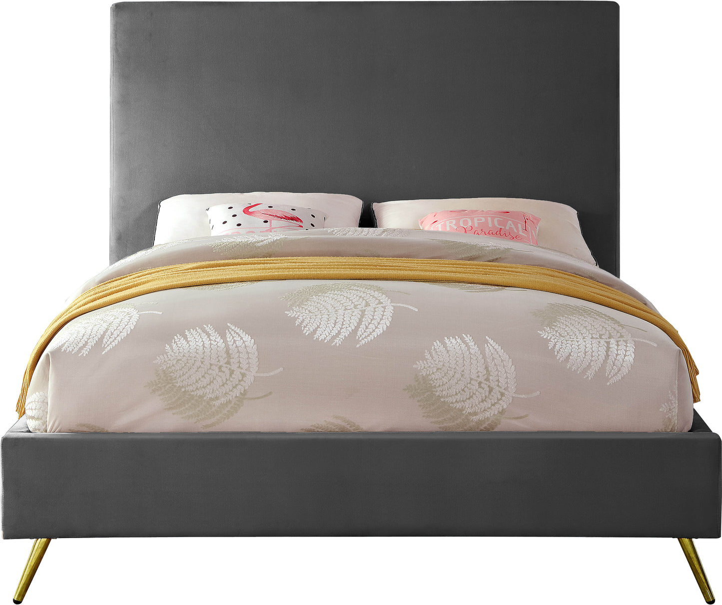 odelia grey velvet full bed f