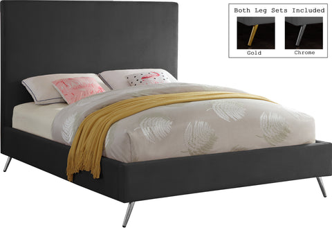 Faye Grey Velvet Upholstered King Bed, 1 Piece