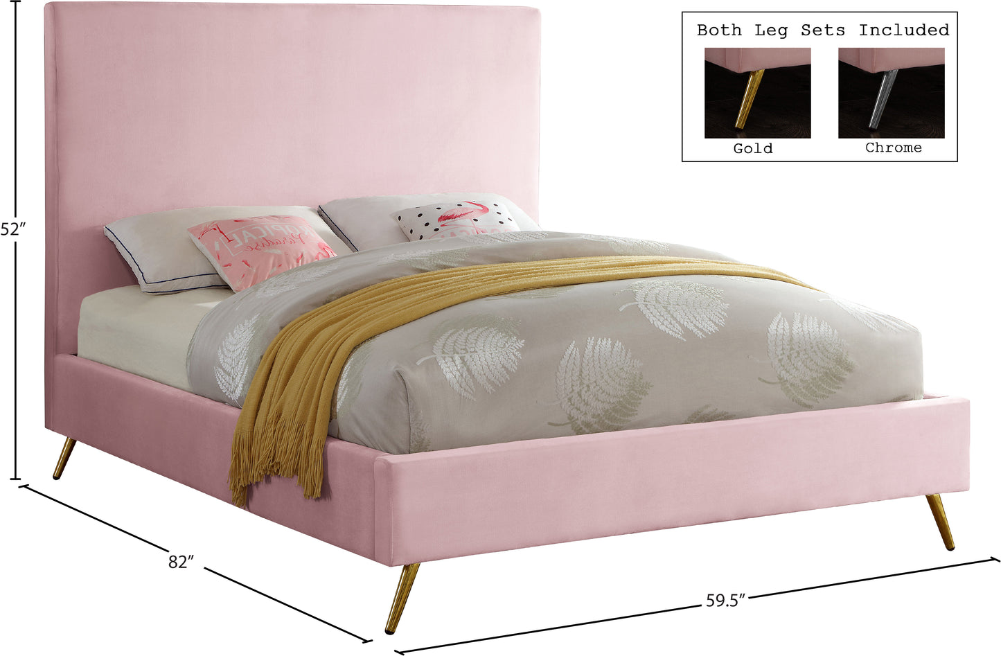 odelia pink velvet full bed f