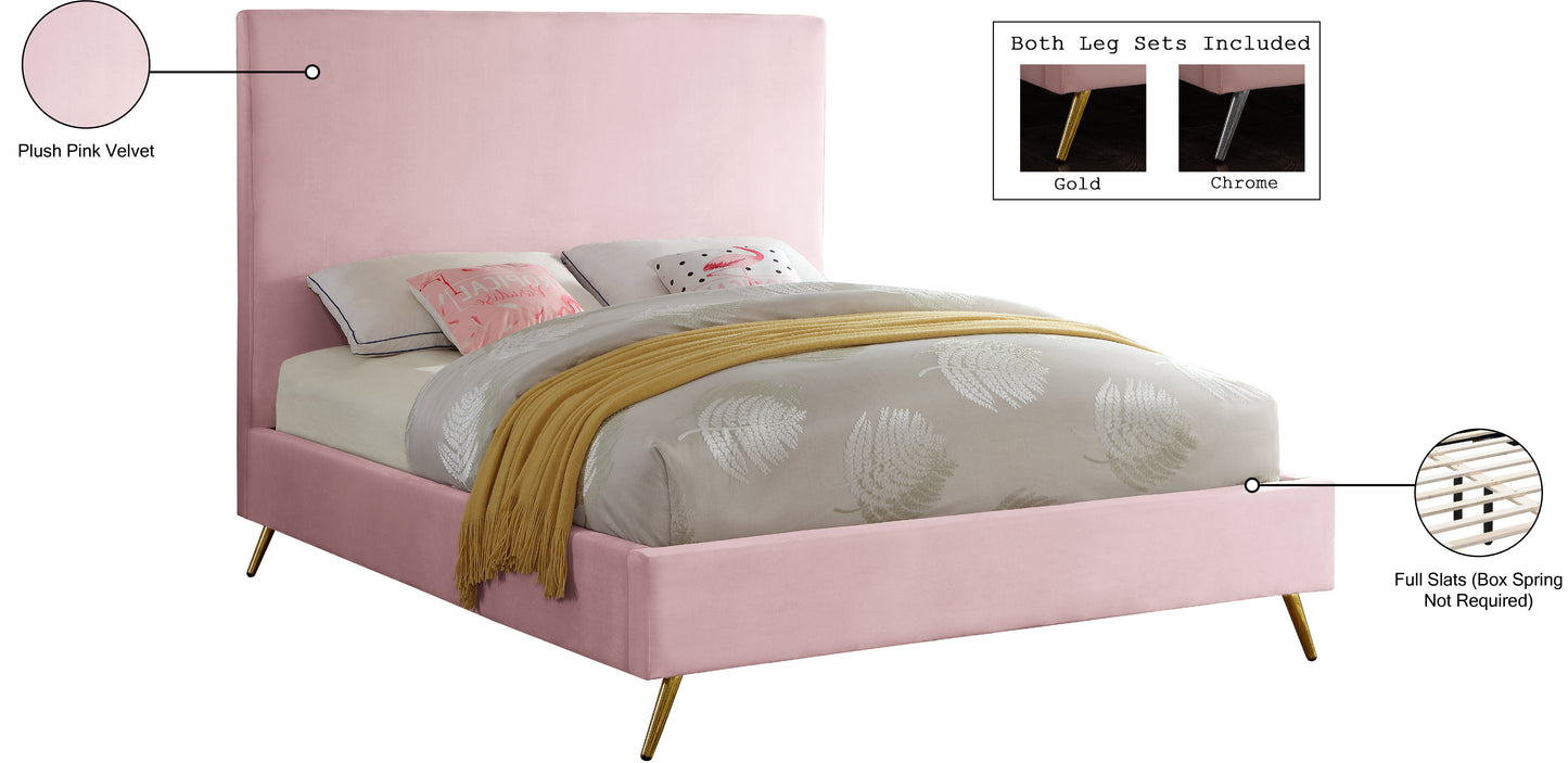 odelia pink velvet full bed f