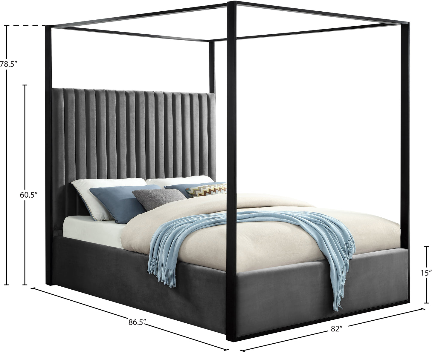 nash grey velvet king bed k