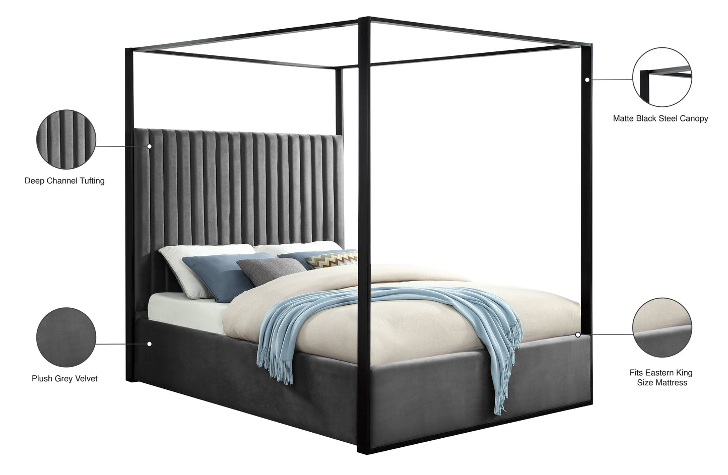 nash grey velvet king bed k