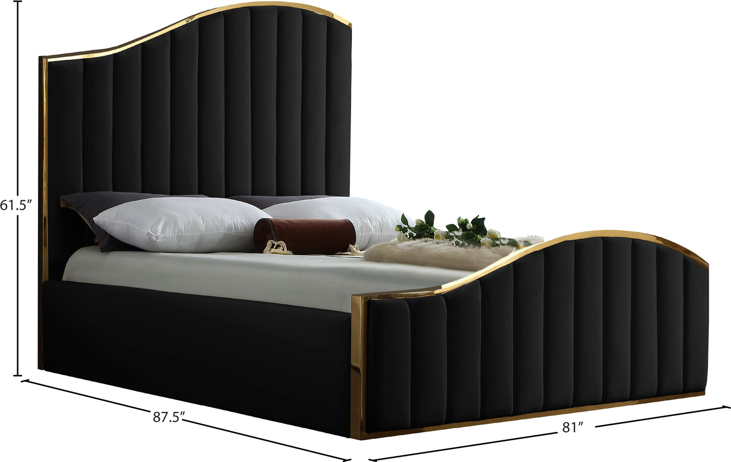 aphia black velvet king bed (3 boxes) k