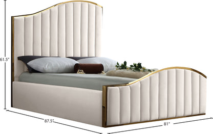 Aphia Cream Velvet King Bed (3 Boxes) K