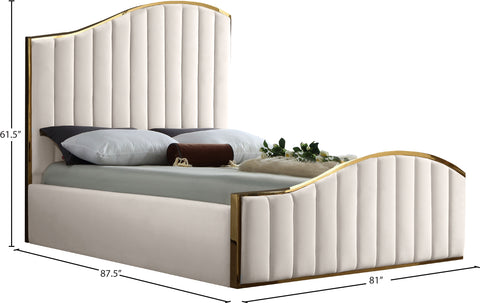 Aphia Cream Velvet King Bed (3 Boxes) K