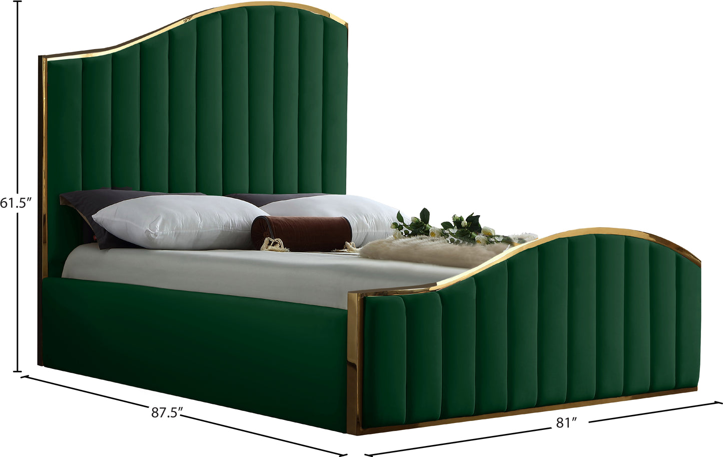 aphia green velvet king bed (3 boxes) k