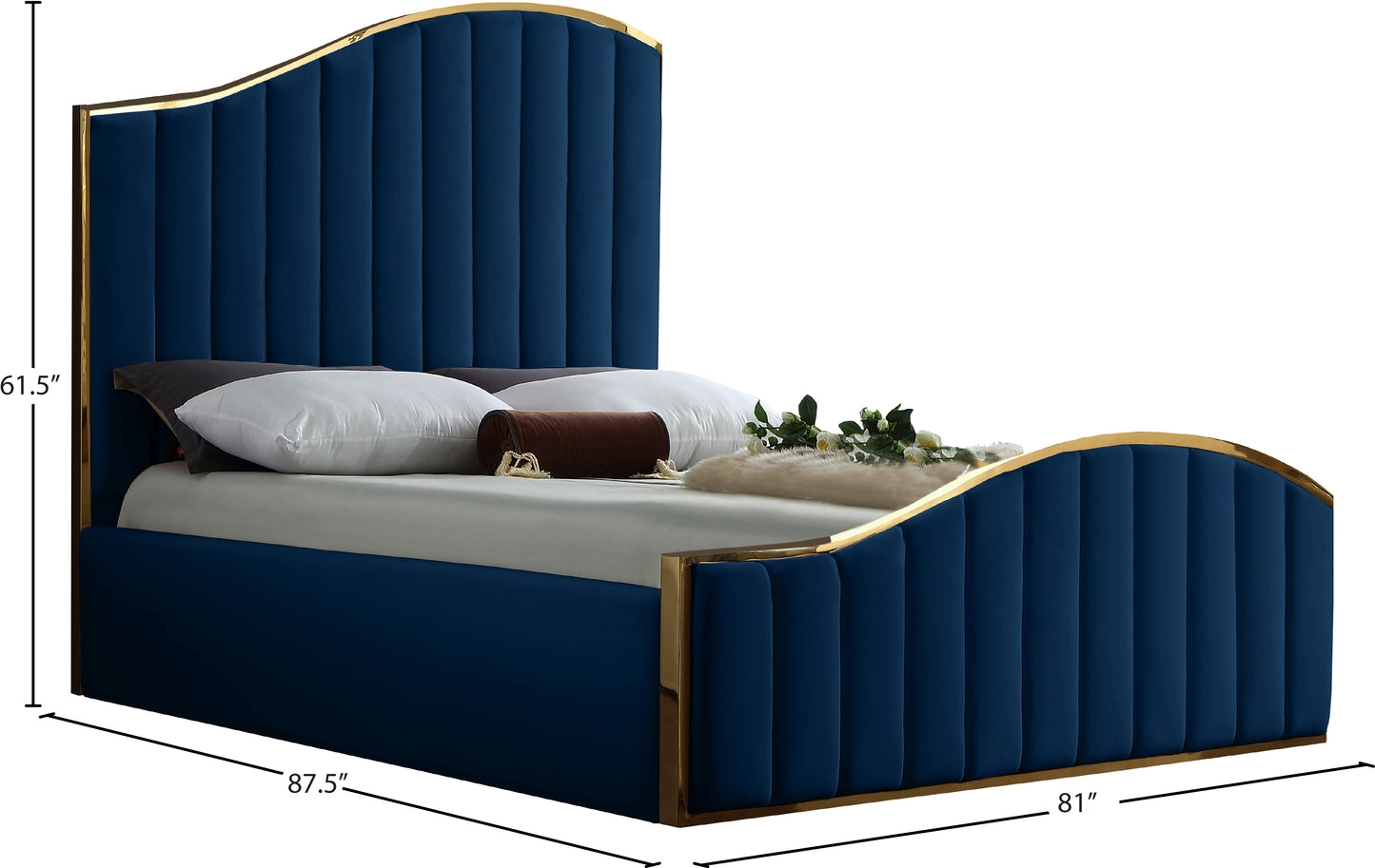 aphia navy velvet king bed (3 boxes) k