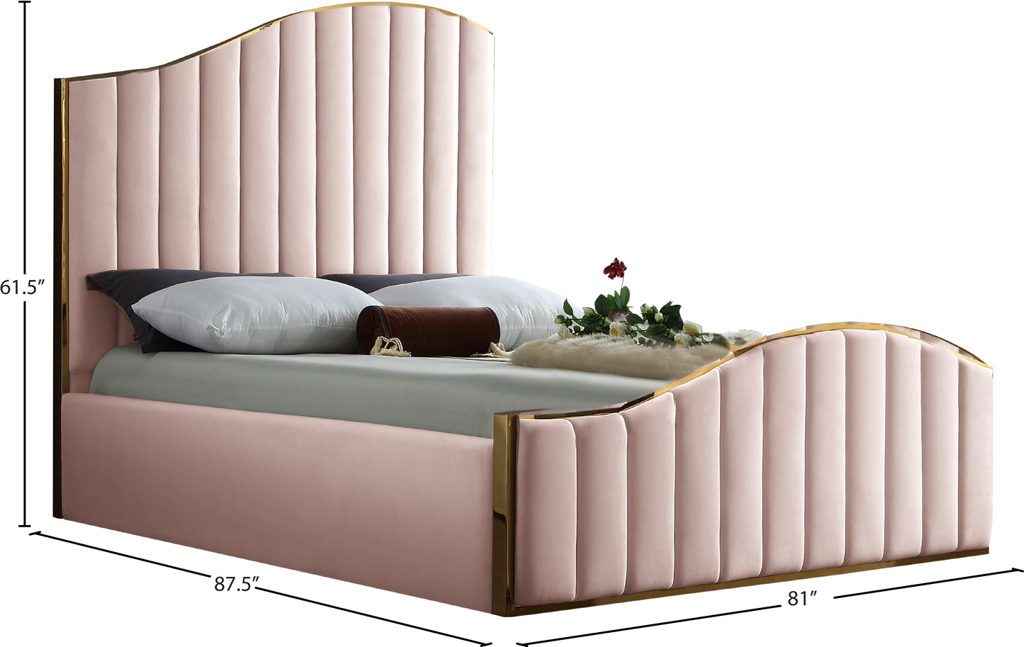 aphia pink velvet king bed (3 boxes) k