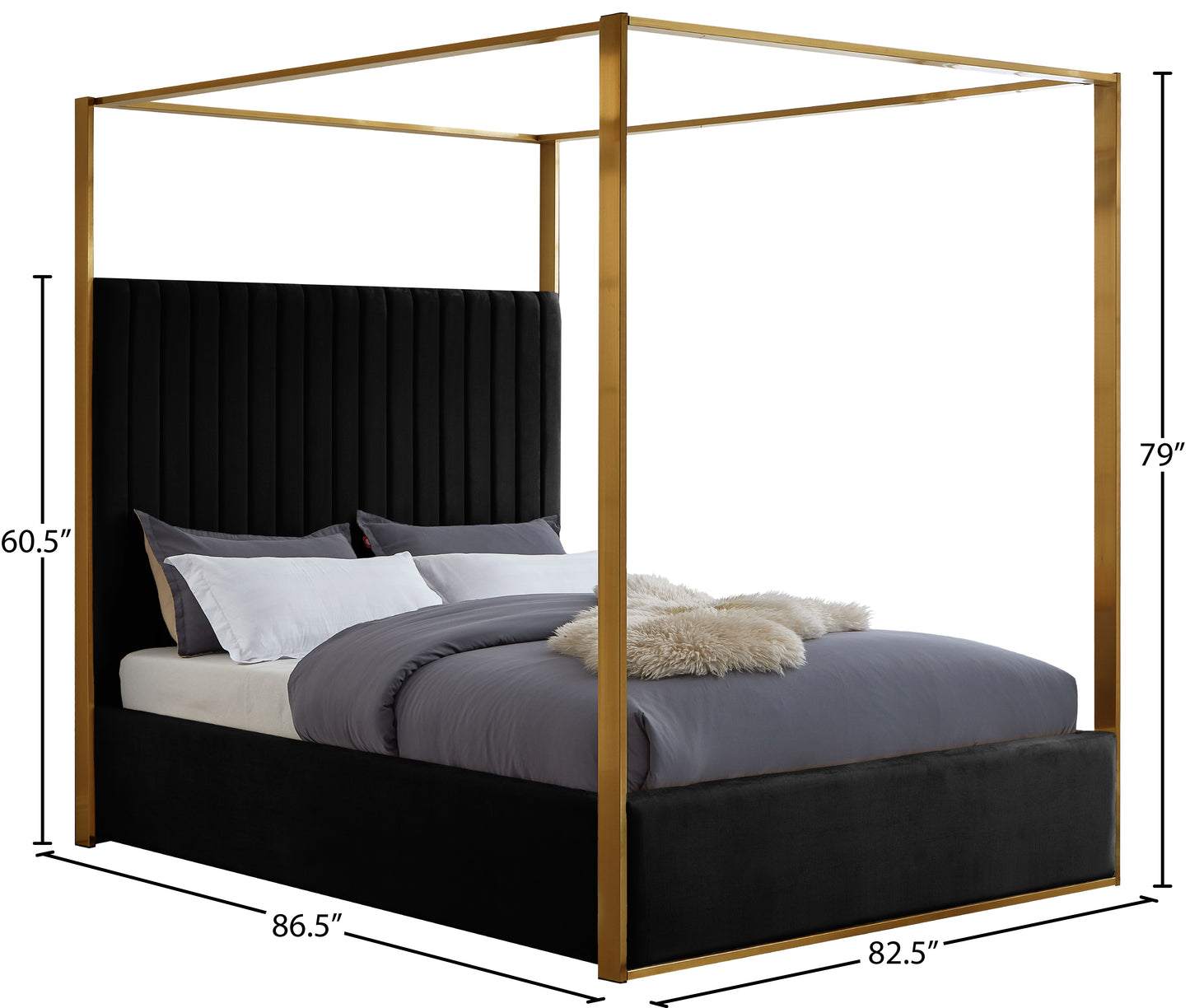 madeline black velvet king bed k