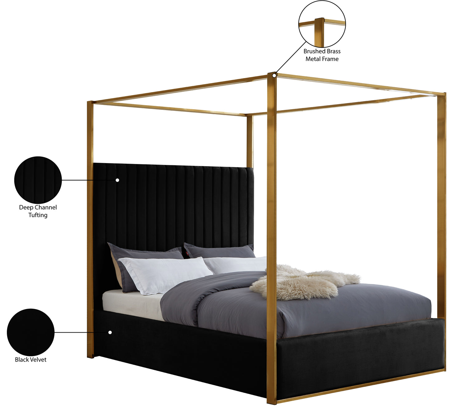 madeline black velvet king bed k