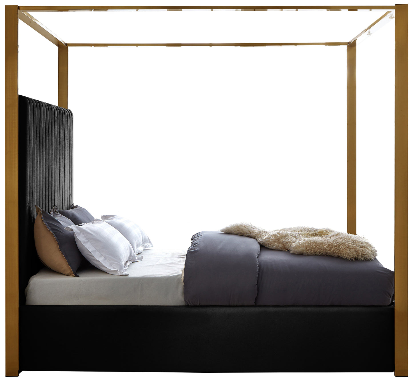 madeline black velvet king bed k