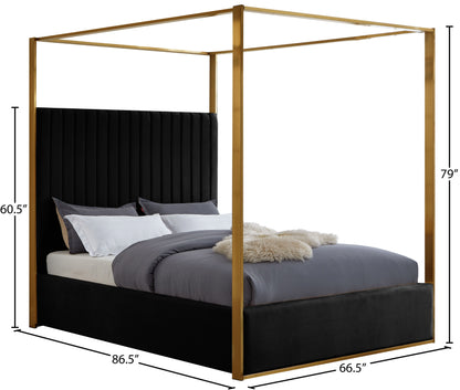 Madeline Black Velvet Queen Bed Q