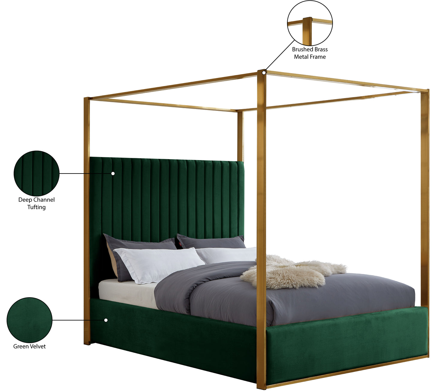 madeline green velvet king bed k