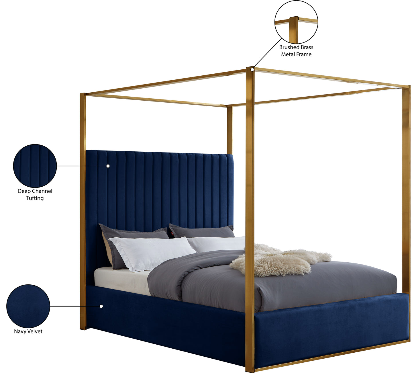 madeline navy velvet king bed k