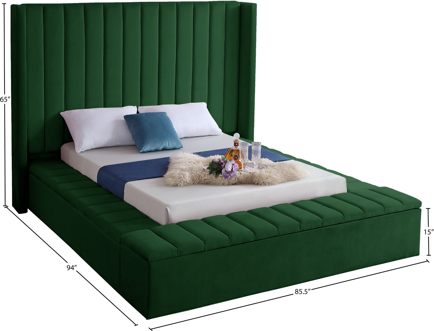 heathrow green velvet full bed (3 boxes) f