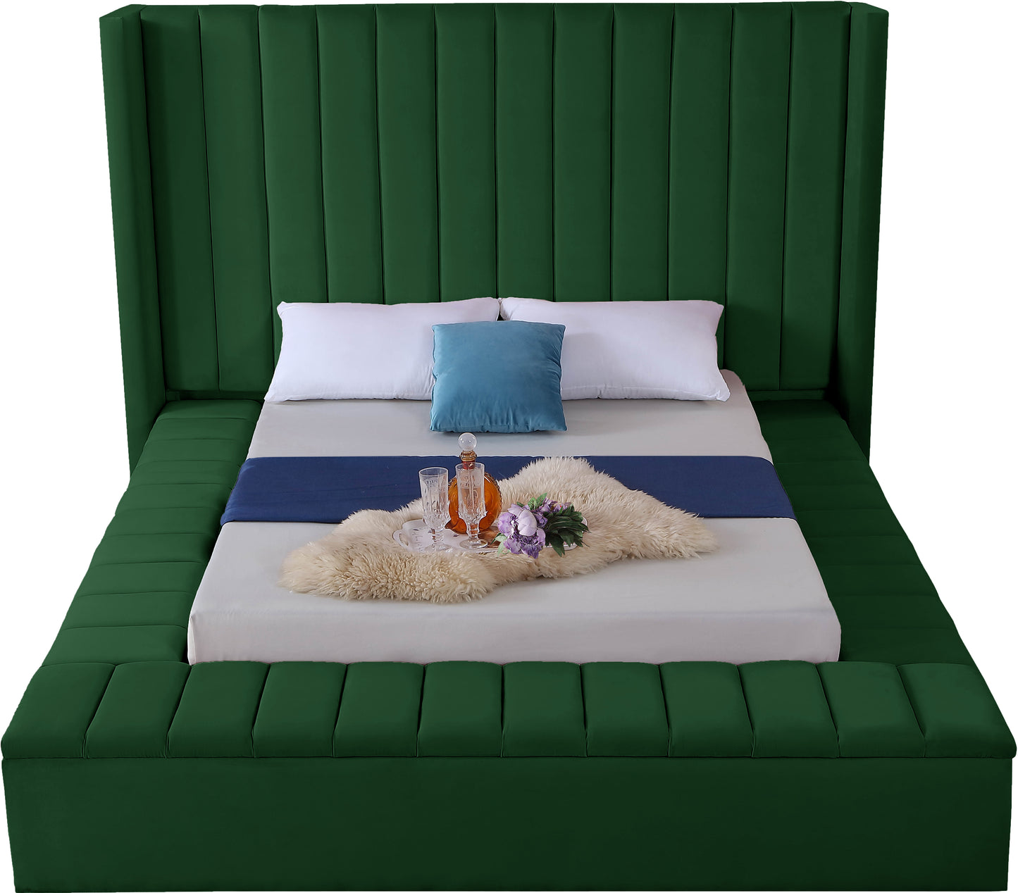 heathrow green velvet full bed (3 boxes) f