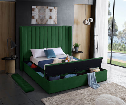 Heathrow Green Velvet King Bed (3 Boxes) K