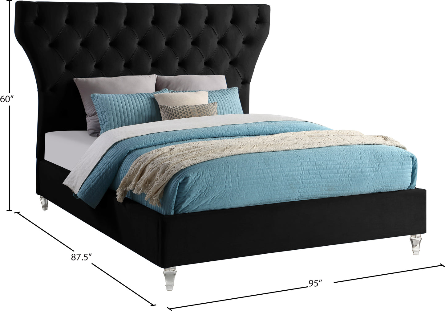 stylus black velvet king bed k