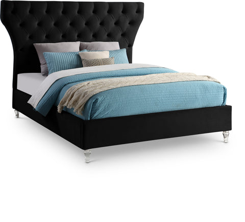 Iris Black Velvet Upholstered King Bed, 1 Piece